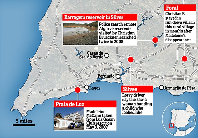 This location map shows where the McCann family went on vacation in 2007, in the Algarve region of Portugal.