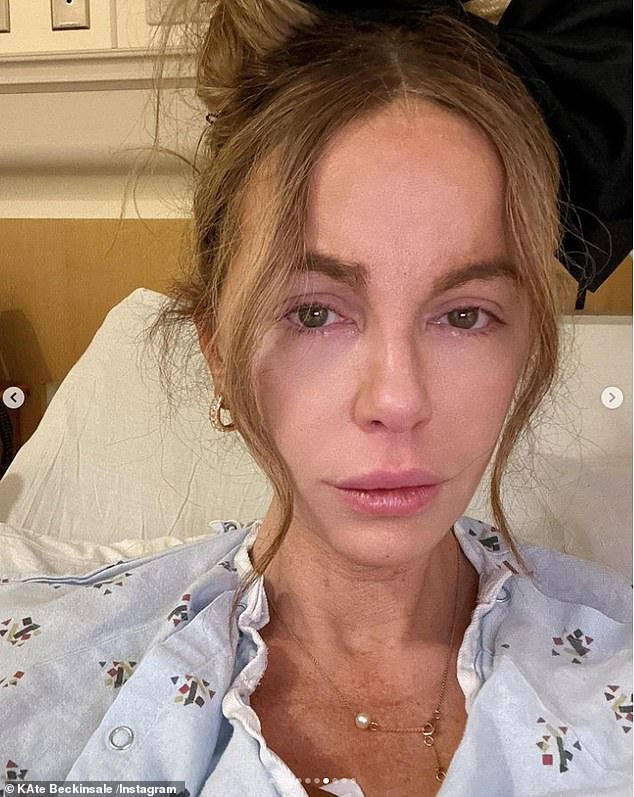 The actress, 50, has been in the hospital for undisclosed reasons and during her stay at the medical center she has received visits from her dog Mylf and her cat Willow.