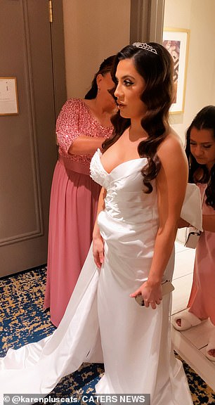 Karen got ready with her bridesmaids who dressed in pink