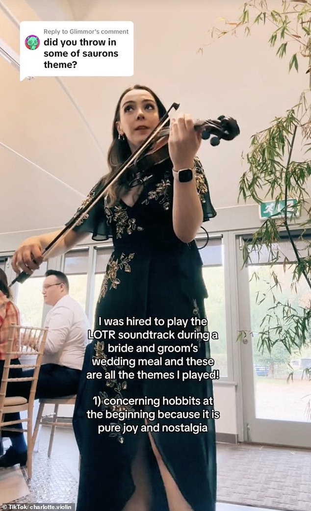 Charlotte Kennedy, a violinist from Newcastle, shared a clip of herself performing the Lord of the Rings soundtrack at a wedding