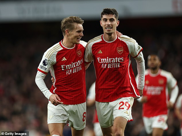 Arsenal remain two points behind Liverpool in the race for the Premier League title