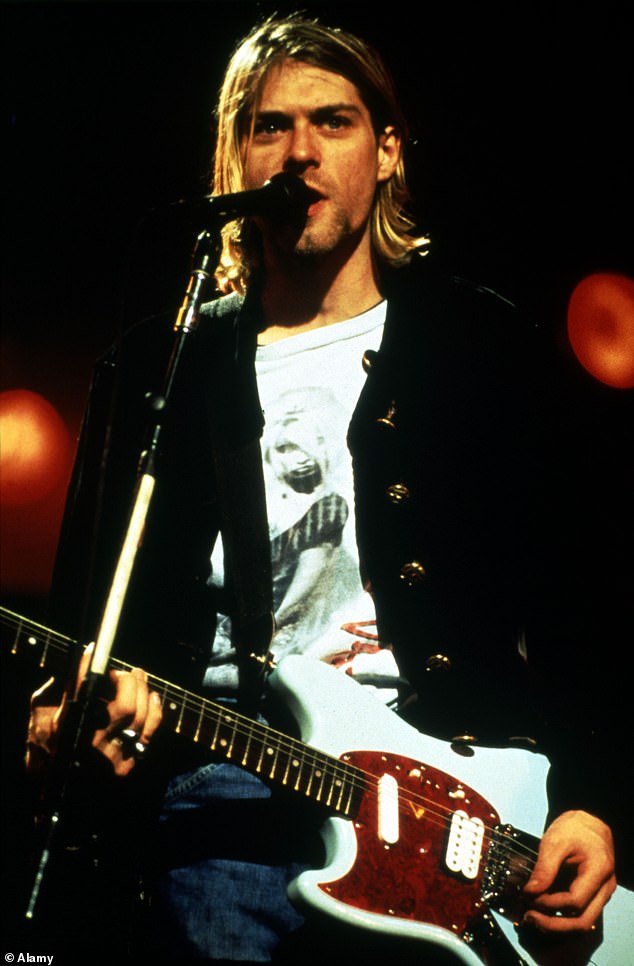 Musician Kurt Cobain performs live on stage, undated