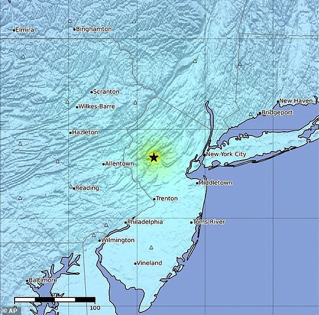 People in Baltimore, Philadelphia, Connecticut and other areas of the Northeast reported shaking. Tremors lasting several seconds were felt more than 200 miles away, near the Massachusetts-New Hampshire border.