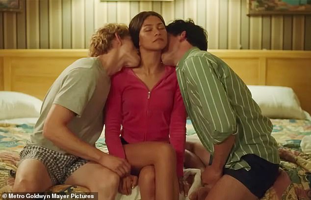 The latest trailer for erotic thriller Challengers sees Josh - who plays a tennis player called Patrick Zweigh - seductively kissing Zendaya's neck at the same time as his co-star Mike, roughly eating a banana and sitting naked in a sauna with a towel barely visible.