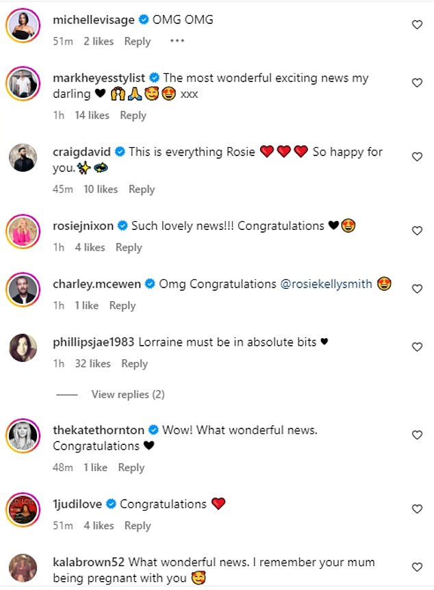 Fans and famous friends took to the comments section to congratulate the TV veteran's daughter.