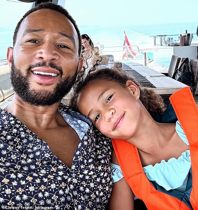 John Legend smiled as he took a sweet selfie with his daughter, Luna, 7.