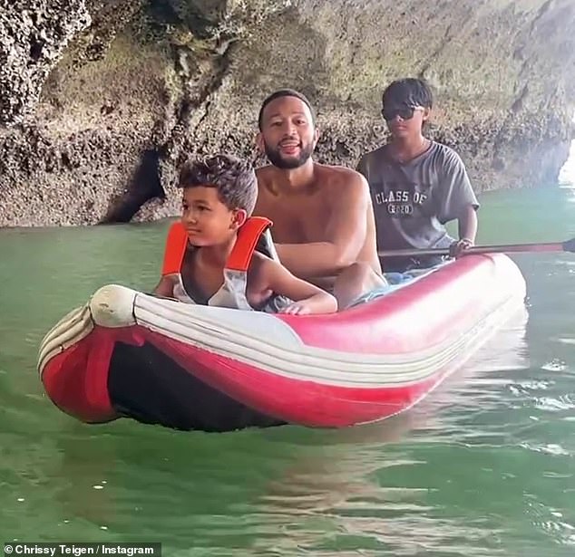 He was also seen kayaking with his son, 5-year-old Miles Theodore.