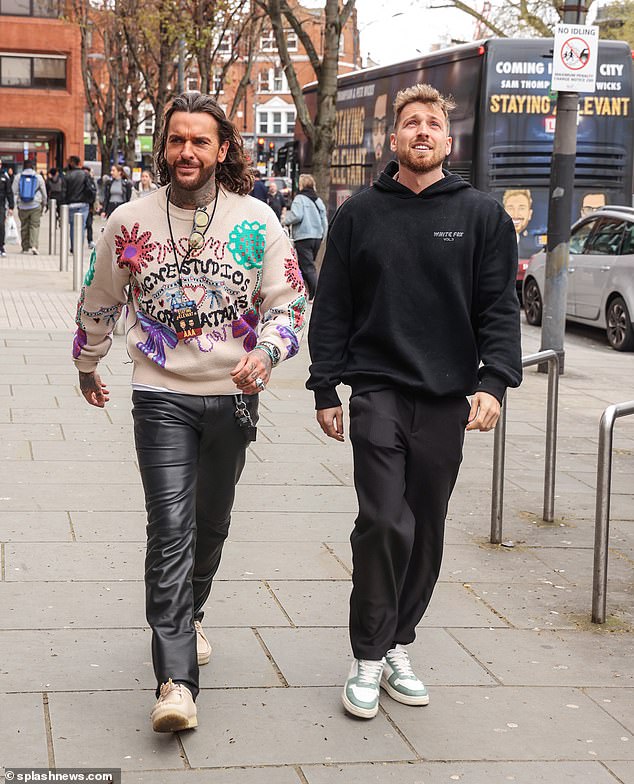 Also looking casual for the big event were the show's hosts, Sam and Pete.  King of the Jungle Sam, 31, kept his look simple in a black hoodie, jogging pants and white sneakers.