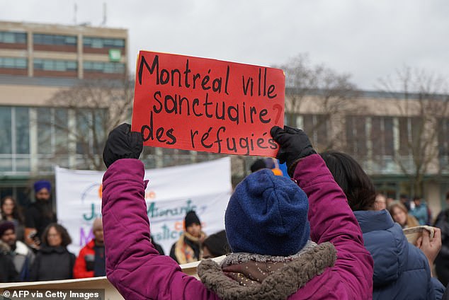 Protesters demonstrate against Canada's regularization of undocumented immigrants in Montreal, Quebec