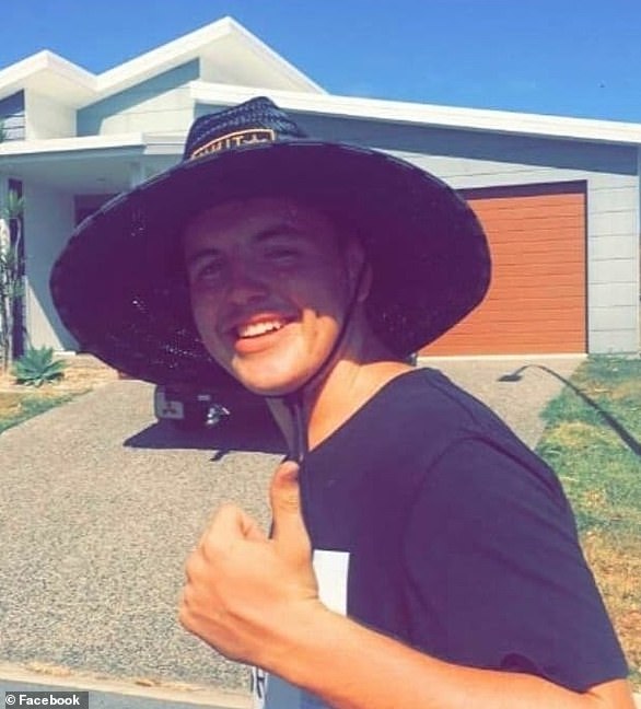 Blayde Barber, 21, (pictured) was found trapped in his car which collided with a fence post as he left a property in Booie in rural Queensland. It was initially believed that he had died from injuries sustained in the March 21 car accident.