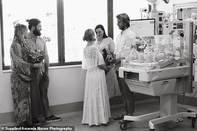 Despite restrictions on visitors, hospital staff were willing to do everything they could to allow Angus and Alana to marry Rafferty, who was then three weeks old.