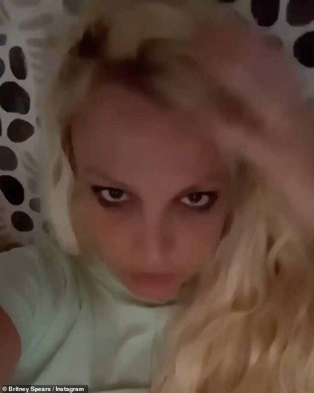 Britney also posted a clip spraying herself with hairspray while getting ready for a night out.