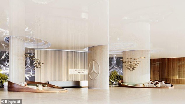 Minimalist: the foyer is neat, with lots of Mercedes branding