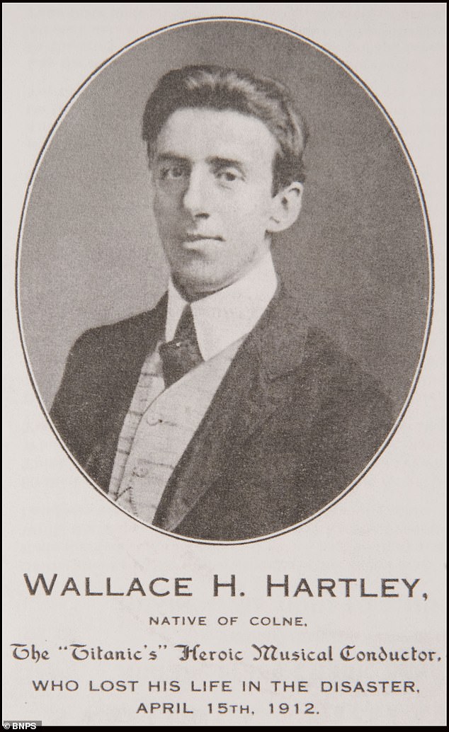 Wallace Hartley and his orchestral band continued to play to reassure passengers as the disaster of 1912 unfolded around them.  Pictured: A rare order of service for Wallace's funeral held on 18 May 1912 at Colne Cemetery.