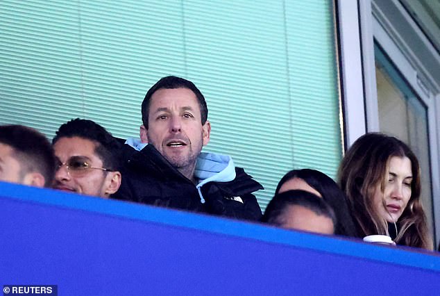 Basketball isn't the only sport Adam is a fan of, after he was also spotted at Stamford Bridge, cheering on Chelsea against Newcastle last month (along with his wife Jackie).