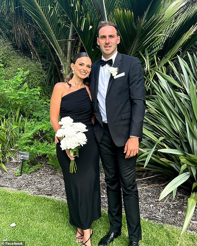 Finlayson, 28, played more than 60 games for Greater Western Sydney before moving to Port Adelaide (pictured with wife Kellie)
