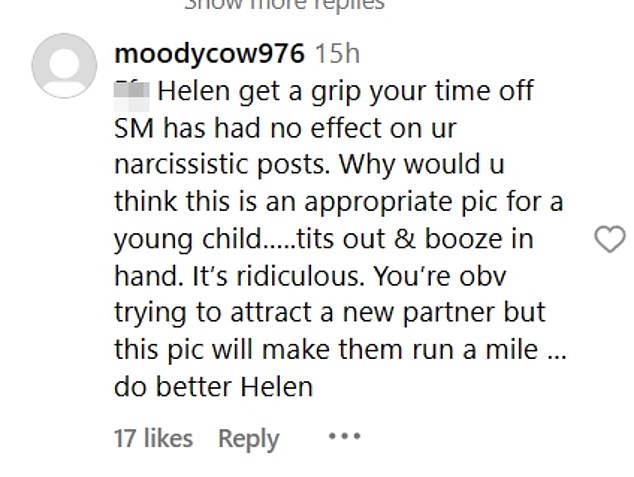 But it wasn't long before Helen, who shares daughter Matilda, seven, Delilah, five, and son Charlie, three, with ex Scott Sinclair, was the target of cruel mother-shamers.