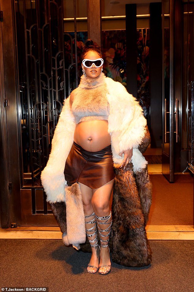 A source said they hope Bianca will follow in the footsteps of Rihanna (pictured), who regularly wore crop tops and other revealing looks while she was pregnant.