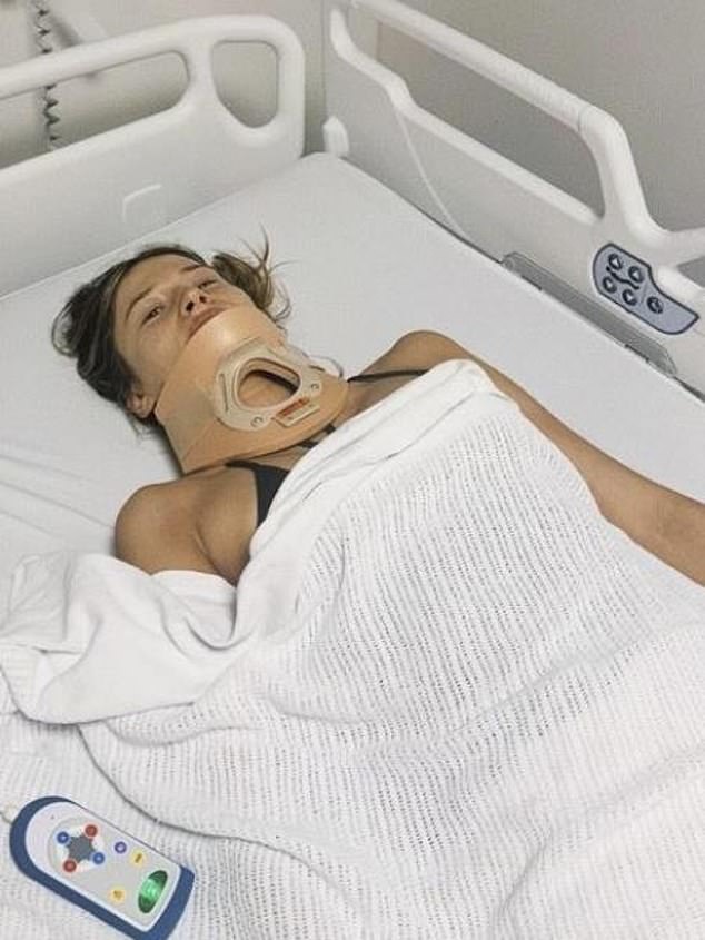 The former Miss Universe Australia suffered a concussion and whiplash after her car was rear-ended by a minibus on Victoria's Calder Highway. The beauty queen was taken to the hospital where she was treated for her injuries.