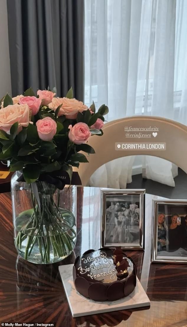 The influencer, who has a net worth of more than £6million, celebrated her friends' birthday in style at The Corinthia.