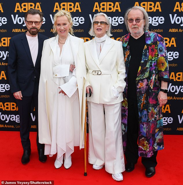 The iconic '70s pop group, consisting of Bjorn Ulvaeus, Agnetha Faltskog, Anni-Frid Lyngstad and Benny Andersson (LR), attended the show's opening in 2022 (pictured)