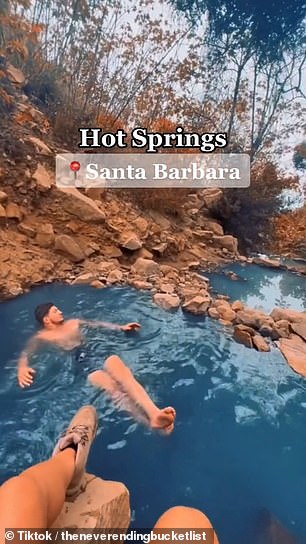 The trail itself leads to stunning hot springs with bright blue pools of water surrounded by beautiful trees and rocky terrain.