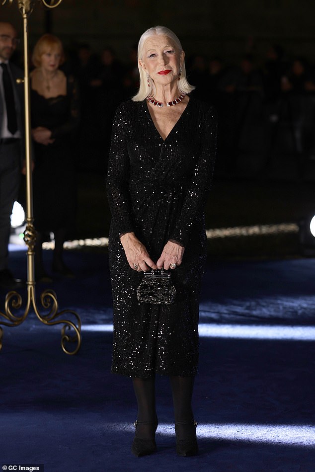 They were joined by Helen Mirren, who wore a sequin midi dress.