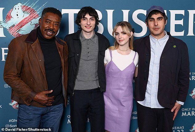 Ernie, Finn Wolfhard, Mckenna Grace and Gil Kenan at the Ghostbusters: Frozen Empire film screening, London 2024