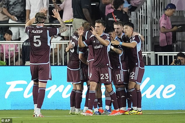 The Colorado Rapids celebrate the late equalizer after a clinical breakaway in the 87th minute.