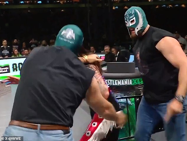 He and Lane Johnson wore masks and ambushed Dom Mysterio outside the ring.
