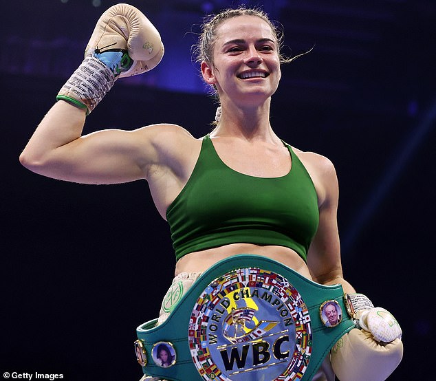 Nicolson (pictured with the interim belt) has now lined up a showdown with Amanda Serrano.