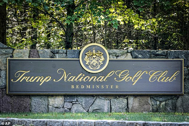 Trump owns a villa on his golf course in Bedminster. Aronwald reportedly participated in the club's Senior Interclub Championship. Pictured: The entrance to Trump National Golf Club Bedminster