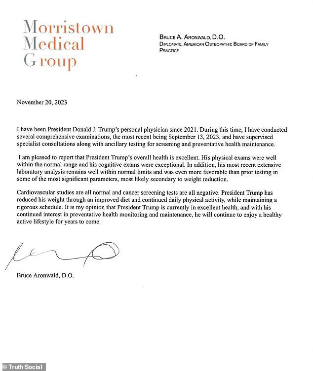Trump's medical report consisted of three paragraphs that refused to mention blood test numbers and Trump's weight.