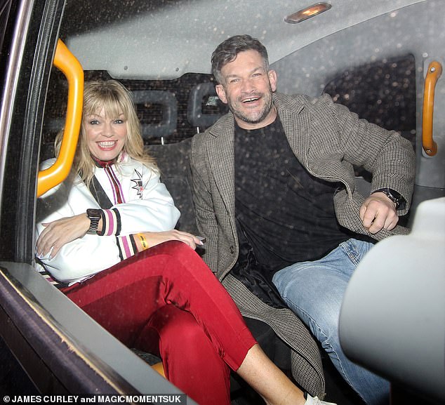 The television presenter was seen getting into the taxi with her friend to head to another destination.
