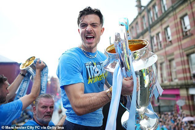 Grealish was at the center of City's celebrations when they won the treble last season.