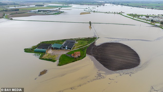 Mr Ward's farm first flooded in October (pictured) but the water remained for six months, ruining his crops.