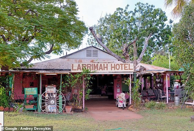 The retired rancher was last seen leaving the local hotel (pictured) and riding away on his red quad bike at dusk, with his dog Kellie.