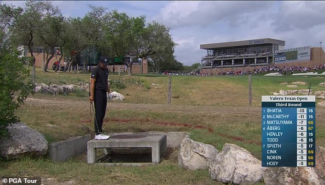 Earlier, the American's ball had ended up near a drainage ditch at TPC San Antonio.