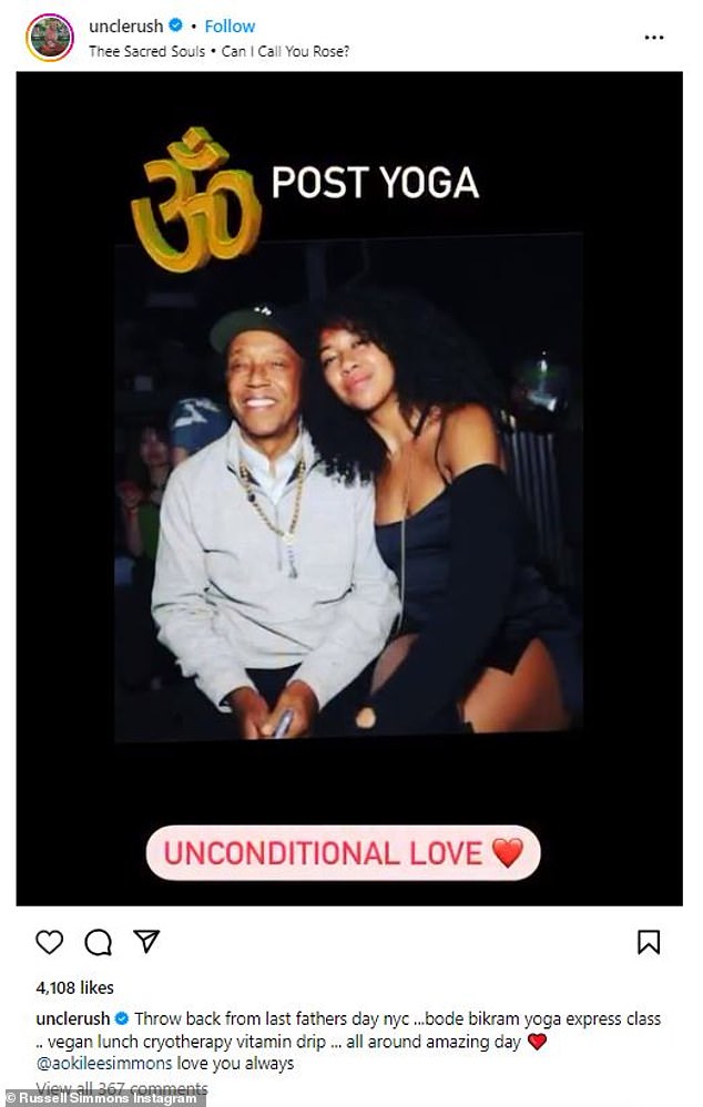 As for Russell, the record executive posted a photo with his daughter from June 2022 and shared a heartfelt message about his 'unconditional love' for her.