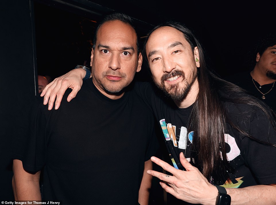 Steve Aoki posed with TJH Law Vice President Ruben Herrera after his energetic performance at the nightclub.