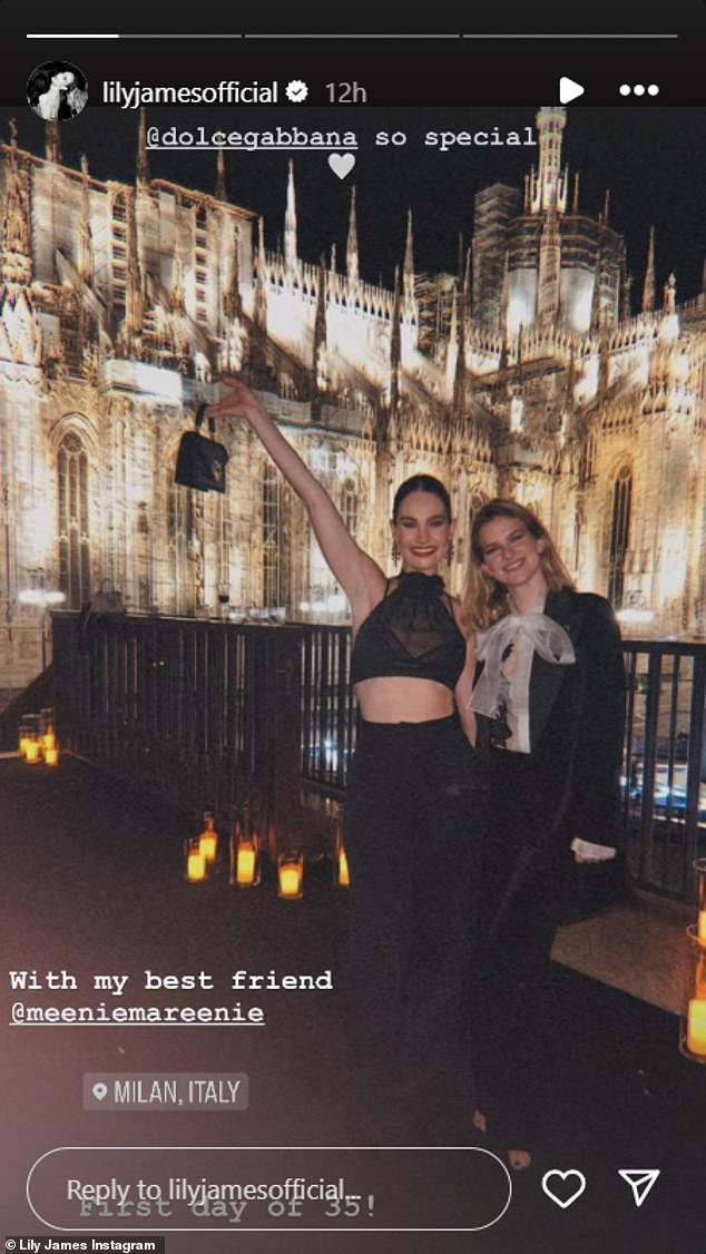 She shared another snap on social media, posing with her actress friend Marene Van Holk in Milan while saying: 