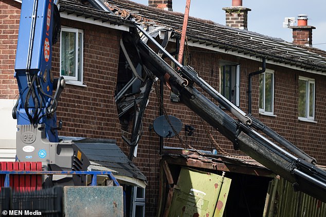 The crane 'went through' the property.  The incident occurred at a property in Atherton, Wigan, Lancashire.