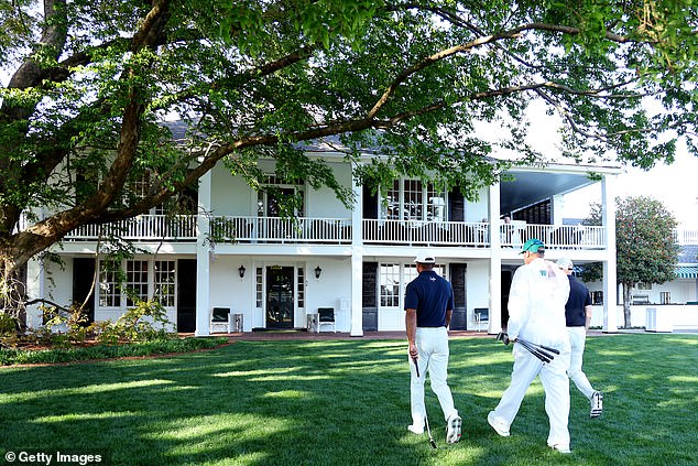 The five-time Augusta National winner headed to the famous white clubhouse after practice.
