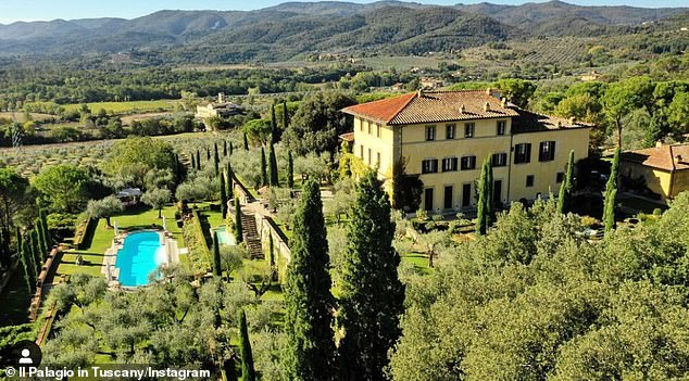 It has nine bedrooms and eight bathrooms staffed by a staff of 15, and the couple's guests include Band Aid's Sir Bob Geldof and actor Dustin Hoffman.