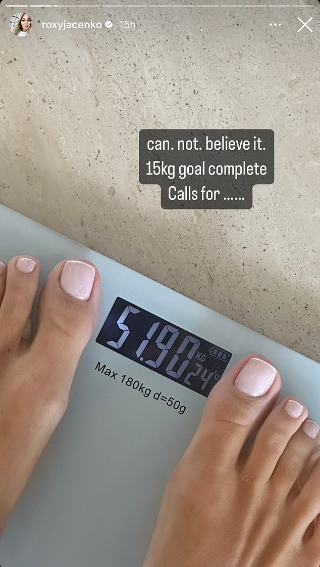 In an Instagram Story, the former Sweaty Betty owner showed an image of her scale revealing her current weight of 51.9kg.