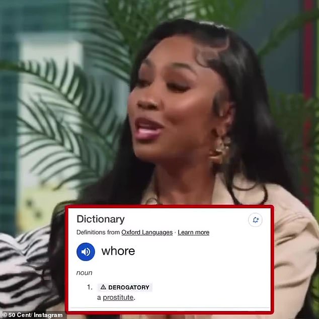 On Sunday, the In Da Club hitmaker, 48, shared a clip from an interview Yung Miami (real name: Caresha Brownlee) gave on The Jason Lee Show, in which she referred to herself as a ' bitch'.