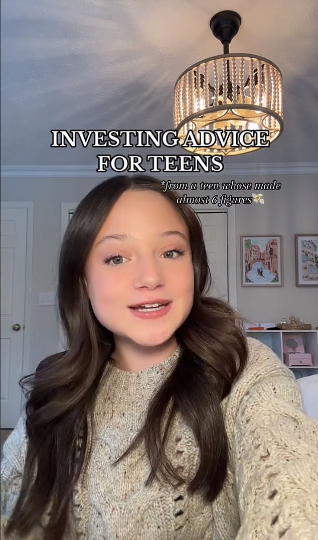 The teenager claims to have earned close to six figures through her multiple sources of income, including investments in stocks like Tesla and Amazon.