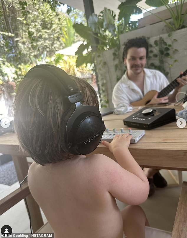 Ellie also posted a sweet photo of Authur wearing headphones while participating in a music session.