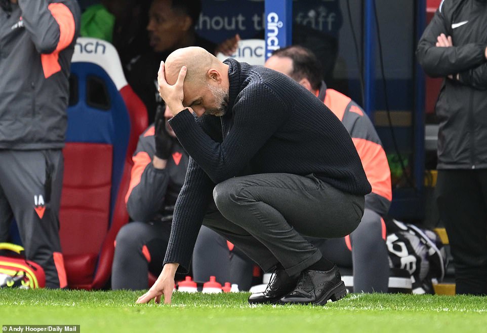 Pep Guardiola squatted on the touchline before City steadied the ship and claimed a priceless victory.