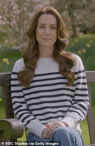 Kate speaking in a video message about her diagnosis